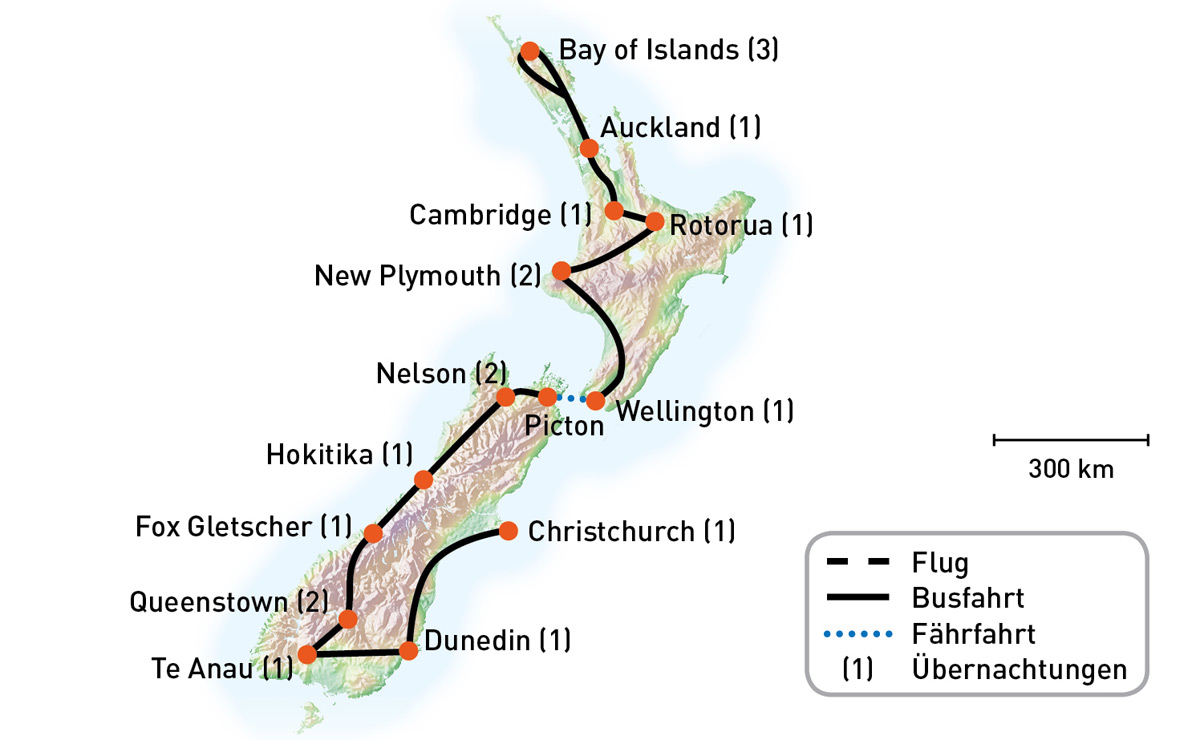 Karte zu Neuseeland Deluxe