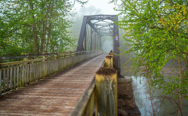 MO/Katy Trail State Park/Brücke im Nebel